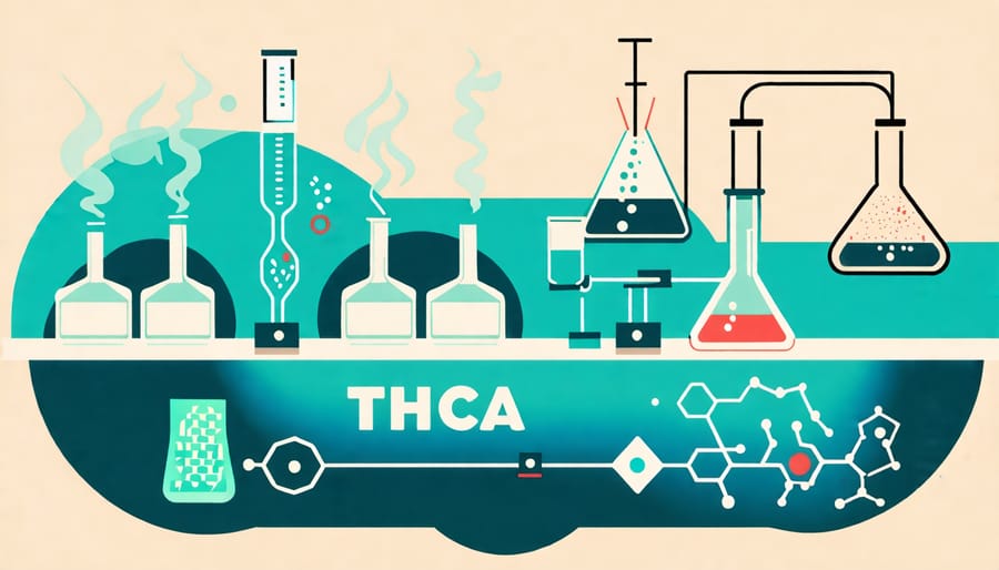 Diagram showing the process of vaporizing THCA in a vaping device