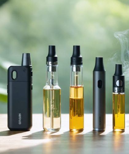 A collection of premium vape devices and e-liquids, highlighting quality and safety for online purchase.