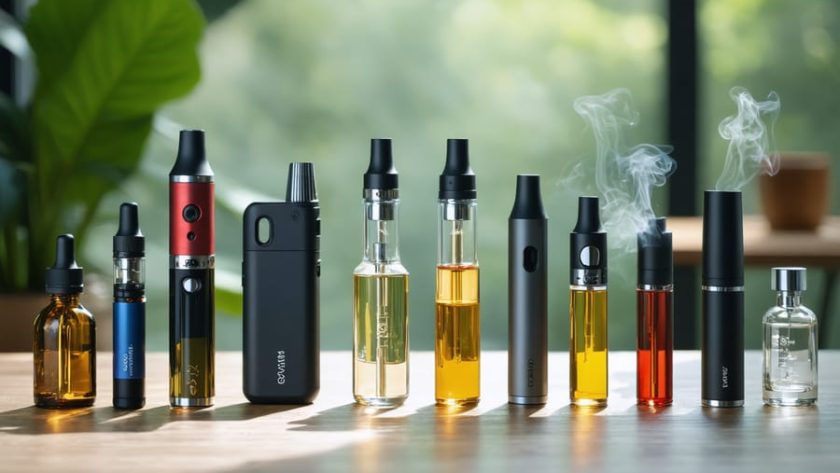 A collection of premium vape devices and e-liquids, highlighting quality and safety for online purchase.